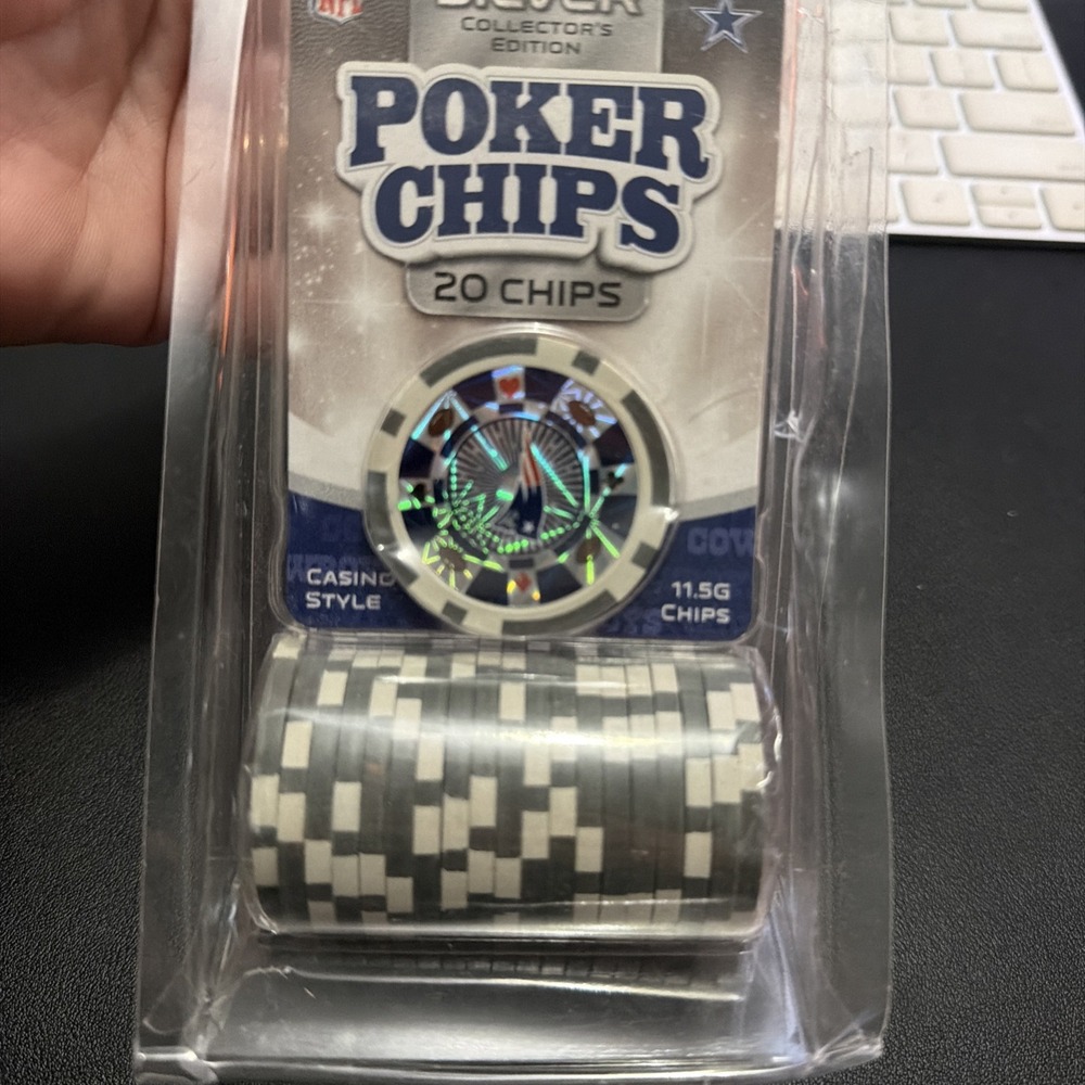 NFL Poker Chips, Silver Collectors, Edition. 20 Count. NEW SEALED Please Read!!